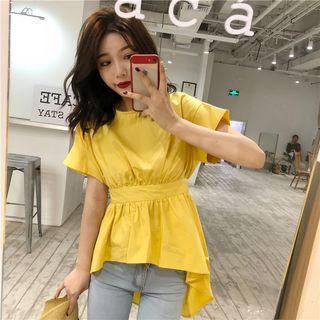 Short-sleeve Tie-back Asymmetrical Top