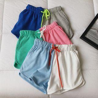 Contrast Color Drawstring-waist Wide-leg Shorts