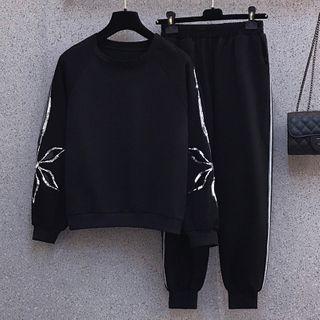 Set: Sequined Sweatshirt + Harem Sweatpants