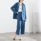 Set: Double-breasted Blazer + Cropped Straight Leg Pants