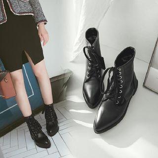 Pointed Buckled Short Boots
