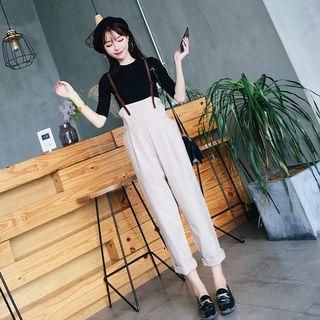 Set: Plain Elbow-sleeve T-shirt + Plain Jumper Pants