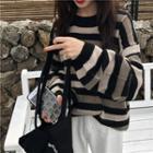 Striped Sweater Stripes - Black & Almond - One Size