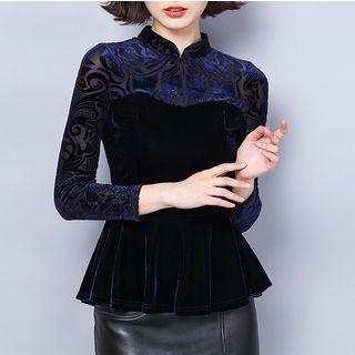 Long-sleeve Traditional Chinese Velvet Top