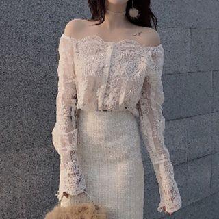 Long-sleeve Lace Shirt With Camisole