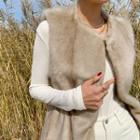 Drawcord-waist Eco-fur Vest