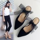 Pointy Bow-tied Kitten-heel Mules