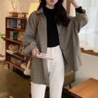 Long-sleeve Houndstooth Shirt Houndstooth - Black - One Size