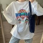Long-sleeve Lettering Graphic Print T-shirt