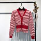Cube Print Cardigan Red - One Size