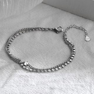 Alloy Layered Bracelet 1 Pc - Silver - One Size