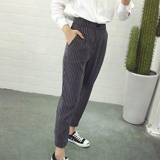 Cropped Striped Straight Fit Pants