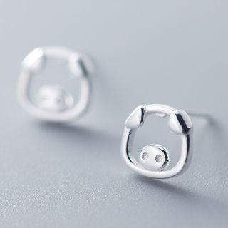 925 Sterling Silver Cutout Pig Head Earring As Shown In Figure - One Size