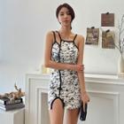 Halter Strappy Floral Minidress Ivory - One Size
