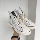 Lettering High-top Canvas Platform Sneakers