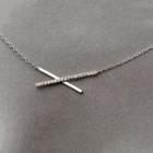 925 Sterling Silver Rhinestone Cross Pendant Necklace S925 Silver - As Shown In Figure - One Size