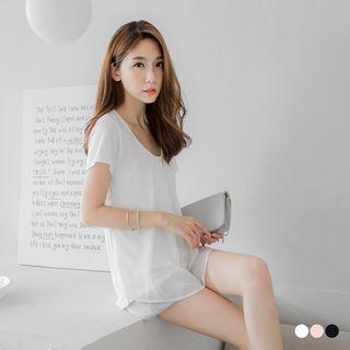 Scallop Pleated Chiffon Blouse