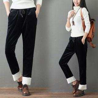 Fleece Panel Drawstring Pants