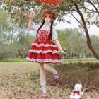 Mock Two-piece Short-sleeve Tiered Dress