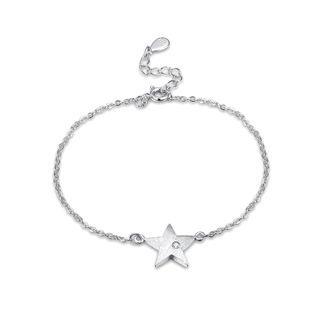 925 Sterling Silver Simple Fashion Star Bracelet With Cubic Zircon Silver - One Size