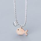 925 Sterling Silver Fish Charm Rhinestone Dangle Ball Chain Necklace Silver - One Size