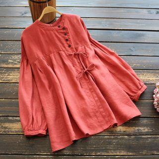 Long-sleeve Tie-accent Top