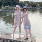 Printed Midi A-line Dress / Cold Shoulder Elbow-sleeve Mini Dress / A-line Skirt