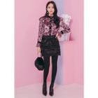 Frill-detail Floral Velvet Blouse