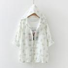 Print Hooded Jacket White - One Size