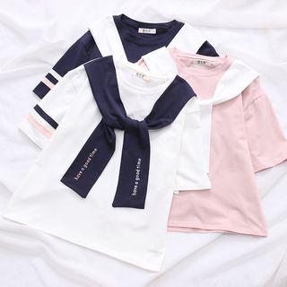 Short-sleeve Scarfed T-shirt