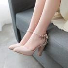 Block Heel Bow Accent Ankle Strap Sandals