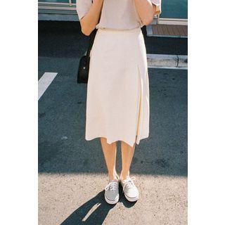 Slashed A-line Midi Skirt