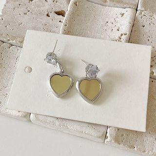 Asymmetrical Rhinestone Heart Drop Earring 1 Pair - Silver - One Size