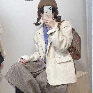 Single-breasted Corduroy Blazer Off-white - One Size