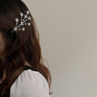 Rhinestone Star Hair Clip 1 Pc- Silver - One Size