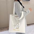 Duck Print Canvas Tote Bag White - One Size