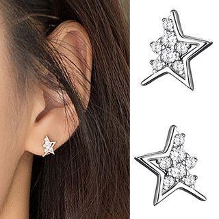 Rhinestone Alloy Star Earring Earring Backs - Silver - One Size
