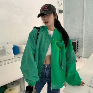 Heart Accent Zip-up Jacket