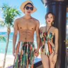 Couple Matching Print Halter Swimsuit / Swim Shorts