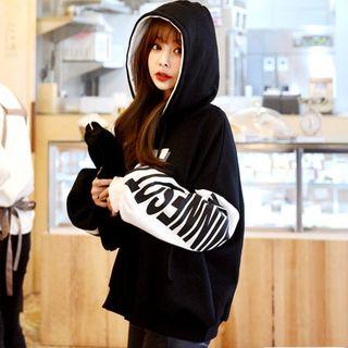 Lettering Two-tone Oversized Hoodie