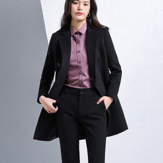 Double-breasted Coat / Dress Pants / Plain Shirt