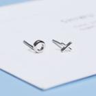 925 Sterling Silver Non-matching O & X Ear Stud