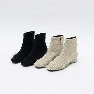 Low-heel Corduroy Ankle Boots