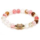 Rhinestone Faux Crystal Bead Bracelet Y1104 - White & Pink & Brown - One Size