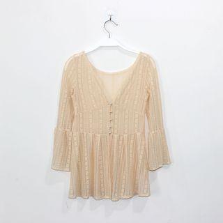 Faux Pearl Button Accent Lace Light Jacket