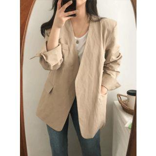 Collarless Wrap Blazer