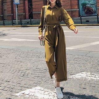 Long-sleeve Cropped Jumpsuit