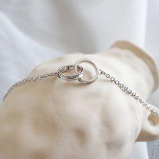 925 Sterling Silver Double Hoop Bracelet Platinum - One Size