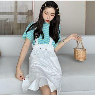 Striped Short-sleeve T-shirt / Jumper Skirt / Jumper Pants