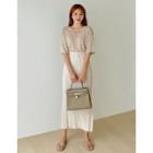 Crystal-pleat Slit-side Long Skirt